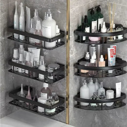 No Drill Corner Bathroom Shelf