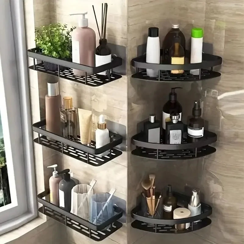 No Drill Corner Bathroom Shelf